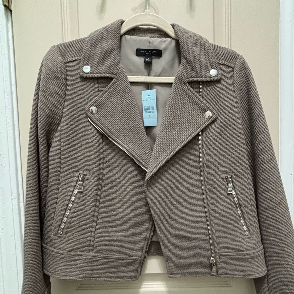 Ann Taylor Brown Textured Moto Jacket